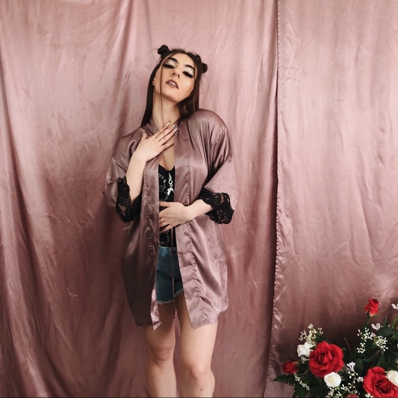 Frederick's of Hollywood Other - Rose Gold Lace Trim Satin Robe
